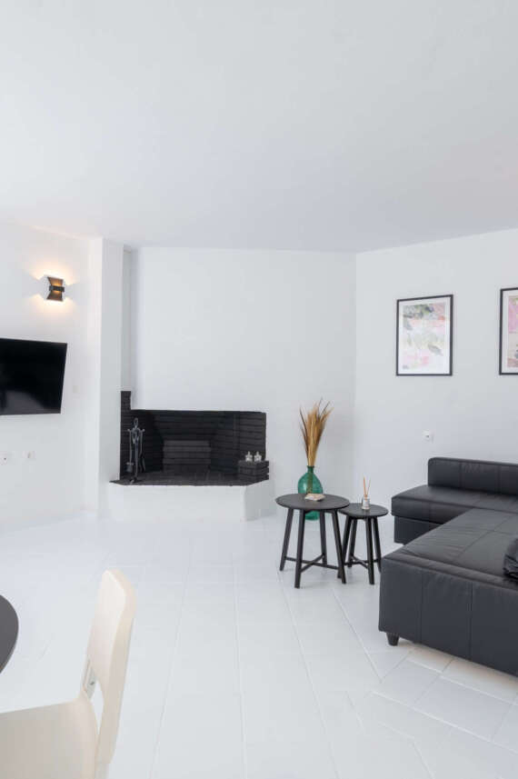 Spacious living room with smart TV